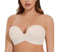 MELENECA Women's Wirefree Plus Size Anti-Slip Padded Push Up Strapless Bra Sand Dollar 34F