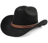 Melesh Western Cowboy Hat for Women Men Small Short Wide Brim Beach Cowgirls Cattleman Cowboys Hats, Black, One Size