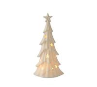 MELETĒ LED Ceramic Christmas Tree Table Light - 24cm, White Finish, Battery Operated (Batteries Included) - Indoor Decorative Ornament for Christmas, Festive Display or Everyday Décor
