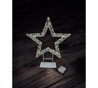 MELETĒ LED Copper Wire Star Light - Battery-Operated with Timer, Warm White Glow - Waterproof Hanging or Standing Light for Indoor Décor, Outdoor Entryway, Balcony, Gazebo Decoration (56cm H)