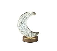 MELETĒ Moon-Shaped LED Table Lamp - USB Rechargeable, Battery-Operated, 3-Way Dimmable - Cordless Bedside or Desk Lamp, Charming Décor for Bedroom, Living Room, Dining Table - Aesthetic Gift
