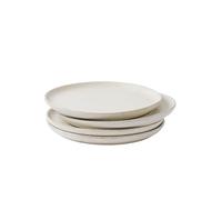 MELETĒ Stoneware Plate Set of 4-8.5" Ceramic Flat Plates for Salad, Appetizer, Dessert, Lunch & Dinner - Microwave, Oven & Dishwasher Safe, Scratch Resistant - Minimalist Design - Oatmeal Cream