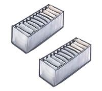 MELGO 2 Pcs Clothes Storage Dividers, Underwear Storage Organiser, Compartment Boxes, Foldable Organiser Drawer for Sock, Bra, Belts, briefs, underpants(Grey,11 grids)