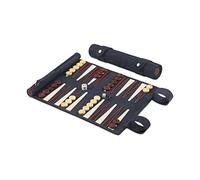 Melia Games Backgammon - Travel Backgammon Set - Exclusive Genuine Vintage Leather - Hand-made Boxwood Checkers (Les Bleus)