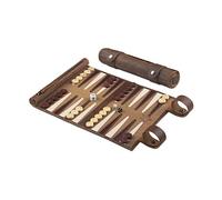 Melia Games Backgammon - Travel Backgammon Set - Exclusive Genuine Vintage Leather - Hand-made Boxwood Checkers (Crazy Tobacco Vintage Style)