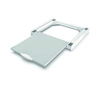 Meliconi Base Torre Pro L60, Washing Machine and Tumble Dryer Layering Kit with Sliding Melamine Wood Shelf and Safety Strap Included White Made in Italy