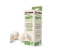 Meliconi Soft Wool Dryer Balls for Easy Drying of Clothes and Leaves Clothes Soft for a Long Time. 100% Natural New Zealand Wool, Pack of 3, White, Diameter Approx. 7 cm