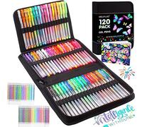 Melifluo 120 Pack Glitter Gel Pens 60 Gel Pens for Colouring with 60 Refills in Zipper Case for Adult Colouring and Drawing Doodling Crafts Writing