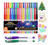 Melifluo 36 Glitter Gel Pens for Colouring, Writing, Adult Colouring Books | Metallic, Glitter, Watercolor, Neon, Classic inks, Quick-dry, No Bleed for Scrapbook, Gournaling, Art & Stationery Supplies