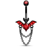 Melighting 14G Bat Belly Bars Navel Piercing Jewelry 316L Stainless Steel Belly Button Rings Dangle Chain Belly Piercings Halloween Navel Rings Body Jewellery for Women Girls