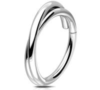 Melighting 20G/18G Double Nose Ring Hoop 316L Surgical Steel Hinged Segment Clicker Cartilage Helix Daith Tragus Rook Conch Earring Lip Ring Piercing Jewelry 6mm 8mm 10mm 12mm, 18g8mm, Stainless Steel