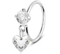 Melighting 20G Nose Ring 925 Sterling Silver Seamless Open Nose Piercing Dangle Star/Square/Heart Helix Earring Clear CZ 8 mm Cartilage Earring Nose Ring, 20G8mm, Sterling Silver, Cubic Zirconia