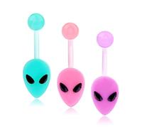Melighting Alien Belly Piercing Bars Kit 14g Acrylic Belly Button Rings 12mm Navel Rings Soft Plastic Belly Piercing Jewellery for Women