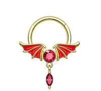 Melighting Black Septum Ring 16G Wings Septum Jewelry Surgical Steel 316L Dangle Daith Piercing Jewelry Clear CZ Septum Piercing Helix Earring Conch Tragus Piercing for Women, Cubic Zirconia, cubic