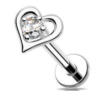 Melighting Cartilage Earring CZ Helix Earring Flat Back Earring Internally Threaded Tragus Piercing Jewellery Stainless Steel Labret Stud 6mm