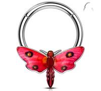Melighting Cartilage Earring Stainless Steel Helix Piercing Jewellery Red Moth Septum Ring 16G Daith Earring 10MM