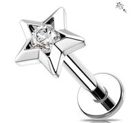 Melighting CZ Helix Earring Internally Threaded Flat Back Earring Stainless Steel Cartilage Earrings Lip Piercing Jewellery 6mm