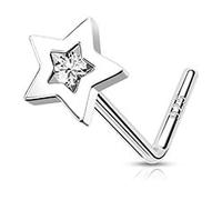 Melighting CZ Nose Stud 925 Sterling Silver 20G Nose Screw Star Nose Piercing Jewellery L-Shaped Nose Ring Nostril Piercing