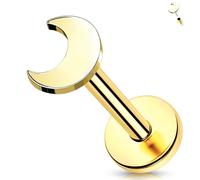 Melighting Flat Back Earring 14K Yellow Gold Helix Earring Moon Cartilage Earrings 16G 8mm Tragus Earring Titanium Threadless Push In Conch Earring