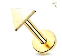 Melighting Flat Back Earring 14K Yellow Gold Helix Earring Triangle Threadless Push In Cartilage Earrings 16G Tragus Earring 6mm Conch Piercing Jewellery