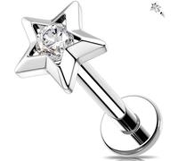 Melighting Flat Back Earring CZ Cartilage Earring Stainless Steel Labret Stud Internally Threaded Helix Piercing Jewellery 8mm