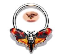 Melighting Moth Septum Clicker Halloween Nose Ring Colorful Daith Earrings 16G Cartilage Earring 316L Stainless Steel Helix Earring 10MM
