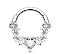 Melighting Rose Septum Clicker Vine Cartilage Earring CZ Helix Earring 16G Daith Piercing Jewellery Heart Hinged Segment Ring