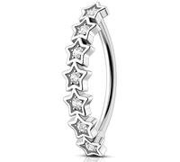 Melighting Star Belly Button Ring 14G Reverse Belly Ring Stainless Steel 316L 10/12/14/16 mm Belly Piercing Clicker Clear CZ Belly Piercing Jewelry for Women, 14G10mm, Stainless Steel, cubic zirconia