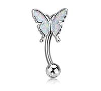 Meligthing 16G Butterfly Rook Earrings Curved Barbell Piercing Cartilage Earrings 316L Stainless Steel Helix Jewelry Eyebrow Rings Rook Piercing Jewelry