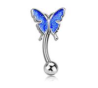 Meligthing 16G Butterfly Rook Earrings Curved Barbell Piercing Cartilage Earrings 316L Stainless Steel Helix Jewelry Eyebrow Rings Rook Piercing Jewelry