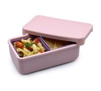 melii 100% Silicone Bento Box with Removable Dividers, 2 Compartments, Easy to Open and Close Lid, Dishwasher safe, BPA Free, Pink + Purple