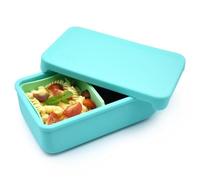 melii 100% Silicone Bento Box with Removable Dividers, 2 Compartments, Easy to Open and Close Lid, Dishwasher safe, BPA Free, Blue + Mint