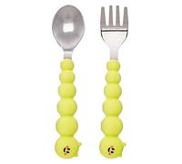 melii Caterpillar Spoon & Fork Utensils for Toddlers & Children, Silicone & Stainless Steel