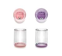 melii Double-Walled Bear Cup 2 Pack - Reusable Plastic Drinking Cup (Pink + Purple 2 Pack)