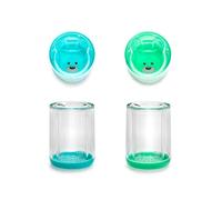 melii Double-Walled Bear Cup - Reusable Plastic Drinking Cup (Blue + Mint 2 Pack)