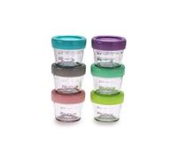 melii Glass Baby Food Freezer Jars, Snack Container with Lids, BPA Free, Microwave & Dishwasher Safe (4oz 6 Piece)
