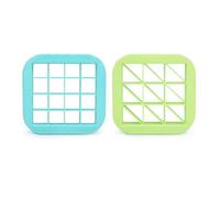melii Reusable 2 Pack Bite Sized Food & Sandwich Cutters for Adults, Kids & Toddlers - Square & Triangle Mini Shapes - Blue & Lime