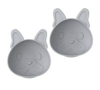 melii Silicone Suction Bowl for Babies and Toddlers, 2-Pack, 10.1 oz, Bulldog, 100% Food Grade Silicone, Animal Shaped, BPA Free, Dishwasher & Microwave Safe
