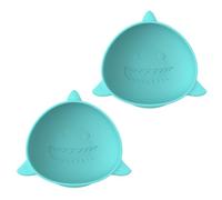 melii Silicone Suction Bowl for Babies and Toddlers, 2-Pack, 10.1 oz, Shark, 100% Food Grade Silicone, Animal Shaped, BPA Free, Dishwasher & Microwave Safe