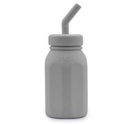 melii Silicone Water Bottle with Straw For Babies, Toddlers & Kids, BPA Free, Grey