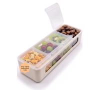 melii Snackle Box - 4 Separate Compartments with Lids, Divided Snack Container, Food Storage for Kids and Adults, Arts & Crafts, Beads, BPA-Free, Ivory