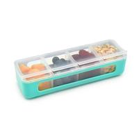 melii Snackle Box - 4 Separate Compartments with Lids, Divided Snack Container, Food Storage for Kids and Adults, Arts & Crafts, Beads, BPA-Free, Blue