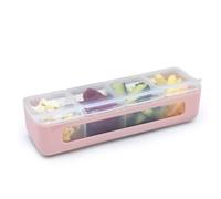 melii Snackle Box - 4 Separate Compartments with Lids, Divided Snack Container, Food Storage for Kids and Adults, Arts & Crafts, Beads, BPA-Free, Pink