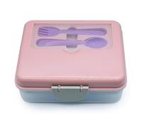 melii Two Tier Bento Box, 6 Compartments, Easy Lock Lid, Dishwasher safe, BPA Free - Pink, Purple & Grey