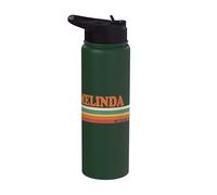 Melinda Retro Personalized First Name Vintage Stripes Stainless Steel Insulated Water Bottle