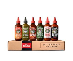 Melinda’s Craft Wing Collection - Craft Wing Sauce & Condiment Gift Set for Buffalo Wings - Ghost Pepper Hot Sauce, Thai Sweet Chili, Green, Fire Roasted & More - 12 oz, 6 Pack