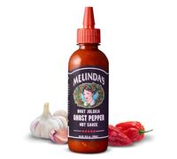 Melinda’s Ghost Pepper Hot Sauce - Gourmet Extra Spicy Hot Sauce - Made with Fresh Ingredients, Ghost Peppers (Bhut Jolokia), Habanero Pepper, Carrot, Garlic, Lime Juice - 10oz Squeeze, 1 Pack