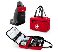 MELINON Portable First Aid Bag, Empty Emergency Trauma Kit with Reflective Strips, Multi-Compartment Medical Organizer for Travel, Camping, Car, Outdoor and Home, BAG ONLY (Red)