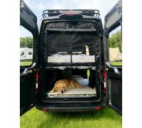 MELIPRON Van Bug Screen with Privacy Blackout Panel Fit for Ford Transit 2015-2025 High Roof Rear Door, Magnetic Self-Closing Mosquito Net Fly Screen for Van Life Camping