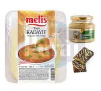 Melis Kadaifi Pastry Threads Fresh Kadayif Turkish dessert to use famous dubai chocolate Kataifi 400 Gram by Hazelnut Paste 70% Hazelnuts 180 Gram [Fresh Guarantee]